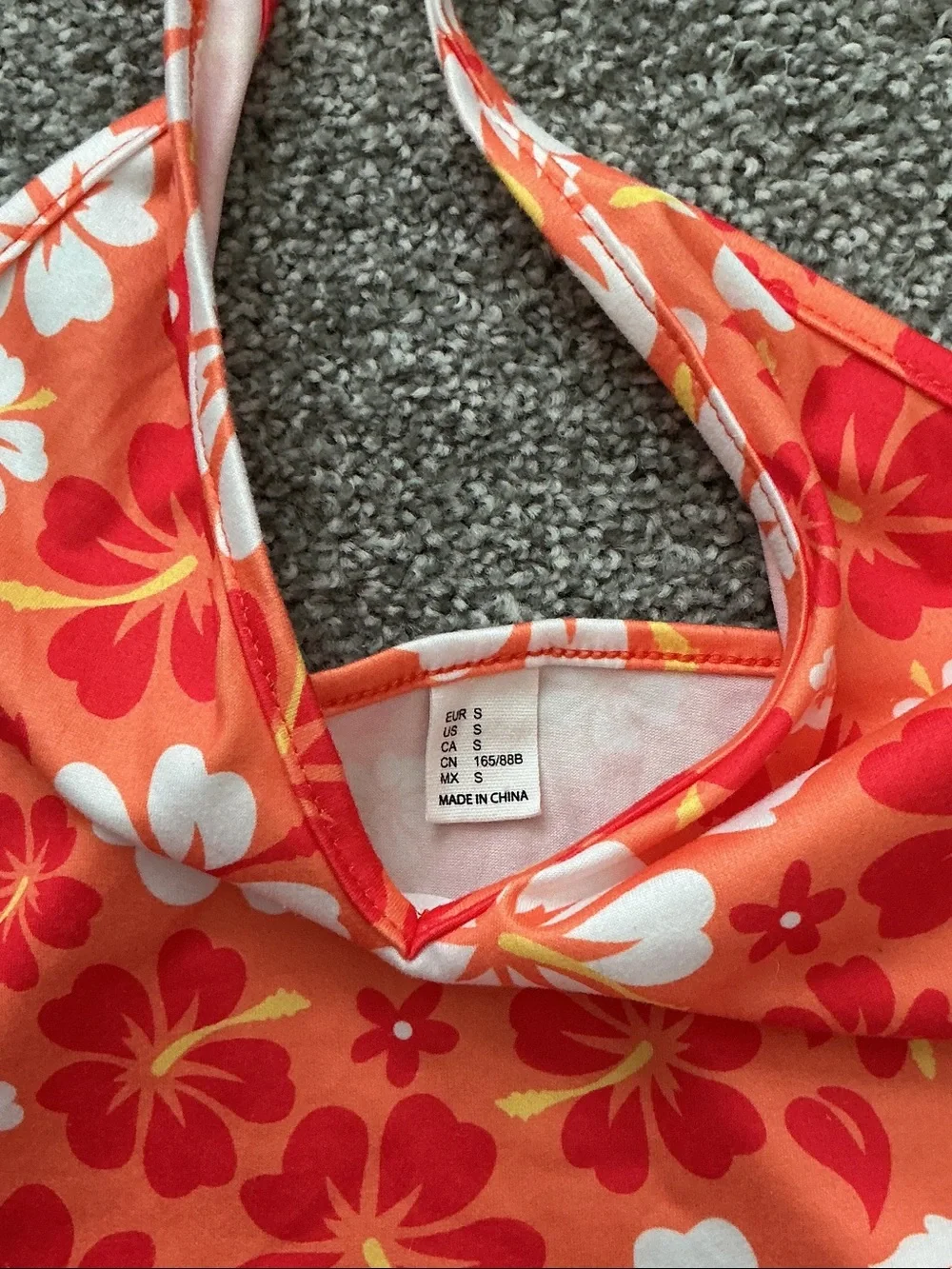 Amazon Orange and Red Floral Halter Top